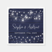Serviette En Papier Russe Marine Bois Mason Jars Lumières Mariage (Devant)