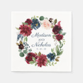 Serviette En Papier Russe Marine Marsala Floral Mariage serviettes (Devant)