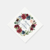 Serviette En Papier Russe Marine Marsala Floral Mariage serviettes (Coin)