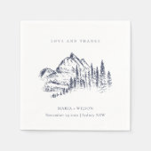 Serviette En Papier Russe Navy Pine Woods Mountain Sketch Mariage (Devant)
