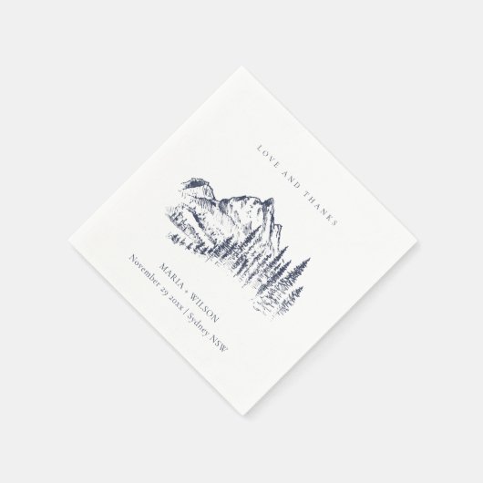 Serviette En Papier Russe Navy Pine Woods Mountain Sketch Mariage (Coin)