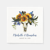 Serviette En Papier Russe Pays Marine Bleu Tournesol Mariage Boho (Devant)