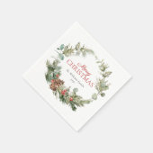 Serviette En Papier Russe Pine d'hiver Berry Wreath Joyeux Noël (Coin)