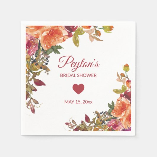 Serviette En Papier Russe rouille orange Bourgogne Fête des mariées d' (Devant)