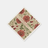Serviette En Papier Russe Sage Vert & Bourgogne Rouge Floral Automne (Coin)