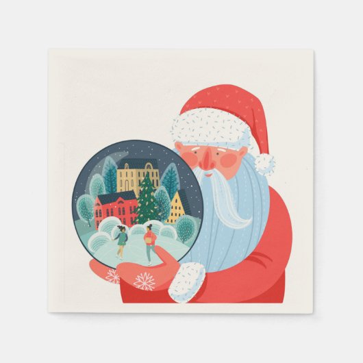 Serviette En Papier Russe Santa Claus Globe Town (Devant)