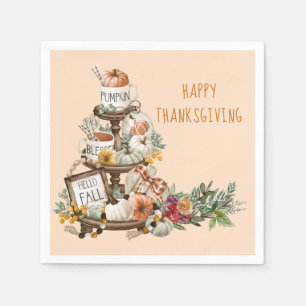 Serviette En Papier Russe Thanksgiving Watercolor Citrouille automne