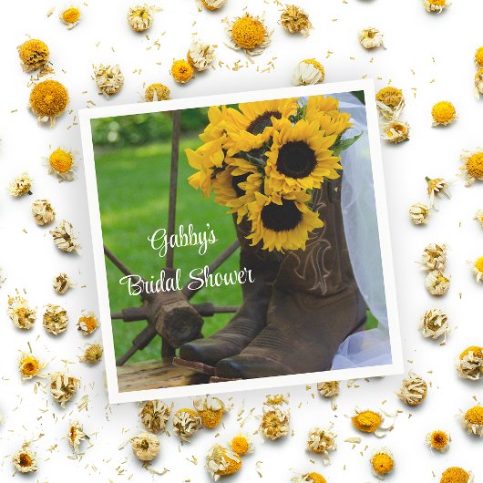 Serviette En Papier Russe Tournesol Cowboy Boot Western Fête des marié