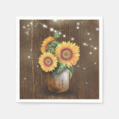 Serviette En Papier Russe Tournesol Mason Jar Mariage (Devant)