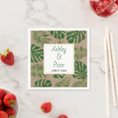 Serviette En Papier Russe tropical vert monstère palme feuille mariage (En situation)