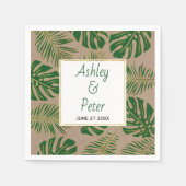 Serviette En Papier Russe tropical vert monstère palme feuille mariage (Devant)