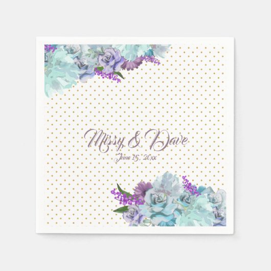 Serviette En Papier Russe Turquoise Blue Bouquet Mariage Suite Party (Devant)