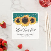 Serviette En Papier Russe Turquoise Burlap Lace Mariage tournesol (En situation)