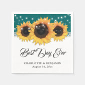 Serviette En Papier Russe Turquoise Burlap Lace Mariage tournesol (Devant)