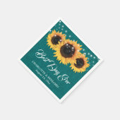 Serviette En Papier Russe Turquoise Burlap Mariage de tournesol (Coin)
