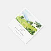 Serviette En Papier Russe Vert Aquarelle Campagne Hills Mariage (Coin)