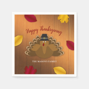 Serviette En Papier Russe Woodsy Thanksgiving Turquie & Fall Leaves
