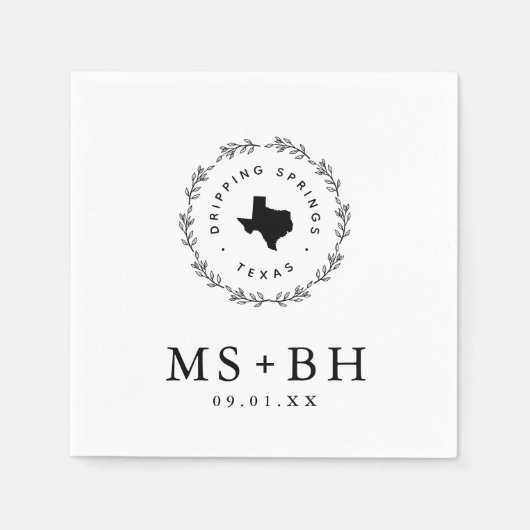 Serviette En Papier Russe Wreath Texas Mariage Monogramme (Devant)