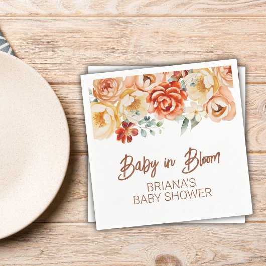 Serviette En Papier Rust Beige Floral Sexe Baby shower neutre