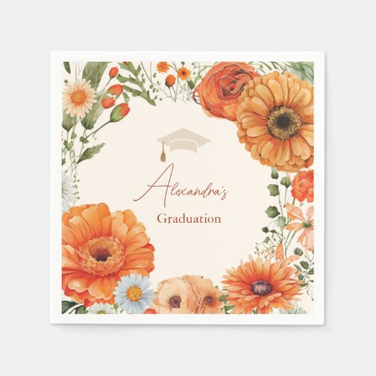 Serviette En Papier Rust Fleurs en terre cuite Burnt Orange Graduation (Devant)