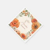 Serviette En Papier Rust Fleurs en terre cuite Burnt Orange Graduation (Coin)