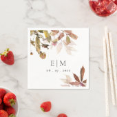 Serviette En Papier Rust Orange Fall Tree Feuille Monogramme Mariage (En situation)