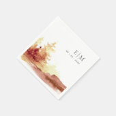 Serviette En Papier Rust Orange Jaune Automne Arbres Monogramme Mariag (Coin)