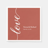 Serviette En Papier Rust Orange Personnalisé names Love script (Devant)