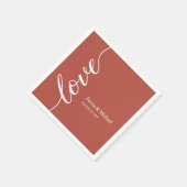 Serviette En Papier Rust Orange Personnalisé names Love script (Coin)