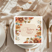 Serviette En Papier Rust Terracotta Fleurs Thanksgiving Dîner