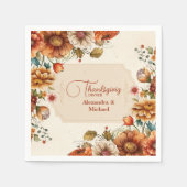 Serviette En Papier Rust Terracotta Fleurs Thanksgiving Dîner (Devant)