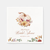 Serviette En Papier Rust Terracotta Floral Pampas Grass et Citrouille (Devant)