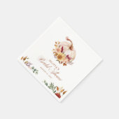 Serviette En Papier Rust Terracotta Floral Pampas Grass et Citrouille (Coin)