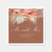 Serviette En Papier Rust Terracotta Floral Pampas Grass Mariage Napkin (Devant)