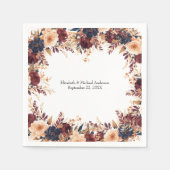 Serviette En Papier Rust Terracotta Marine Crème Élégant Mariage Flora (Devant)