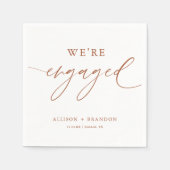 Serviette En Papier Rust Terracotta Nous sommes engagés Fiançailles (Devant)