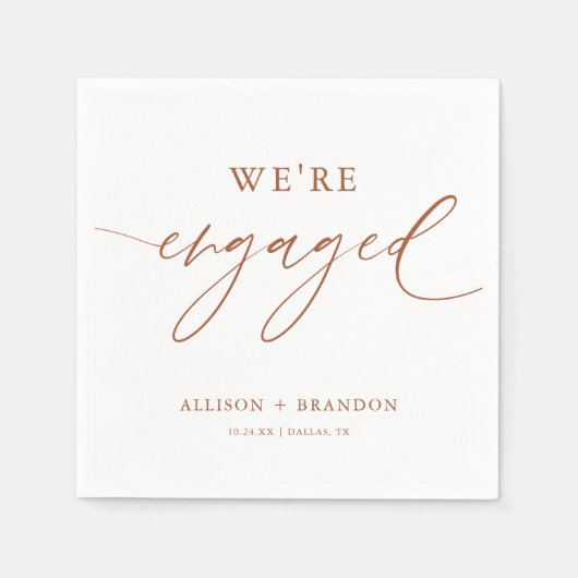 Serviette En Papier Rust Terracotta Nous sommes engagés Fiançailles (Devant)