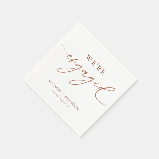 Serviette En Papier Rust Terracotta Nous sommes engagés Fiançailles (Coin)