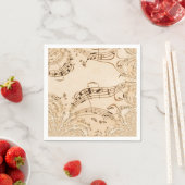 Serviette En Papier Rustic Antique Musical Notes (En situation)