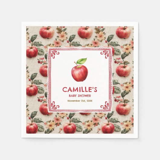 Serviette En Papier Rustic Apple Baby Shower Paper Napkins (Devant)