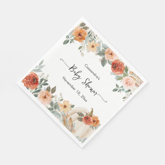 Serviette En Papier Rustic Automne Citrouille Baby shower (Coin)