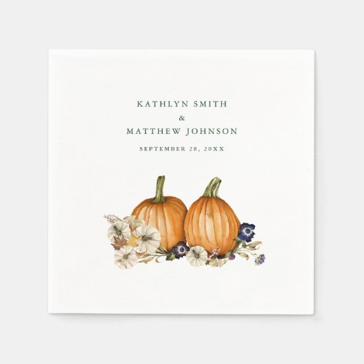 Serviette En Papier Rustic Automne Citrouille Botanique Automne Mariag (Devant)