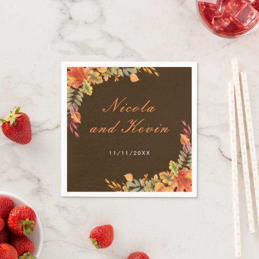 Serviette En Papier Rustic Autumn Fall Leaves Wedding Thank You (En situation)