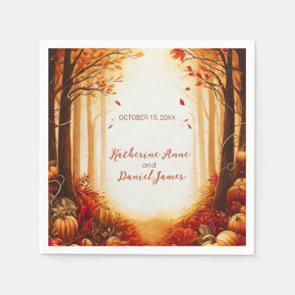 Serviette En Papier Rustic Autumn Forest Pumpkin Wedding