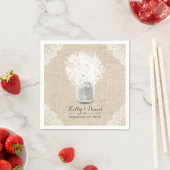 Serviette En Papier Rustic Baby's Breath Mason Jar Lace Burlap Mariage (En situation)