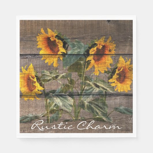 Serviette En Papier Rustic Barn Wood Sunflower (Devant)