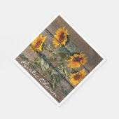 Serviette En Papier Rustic Barn Wood Sunflower (Coin)