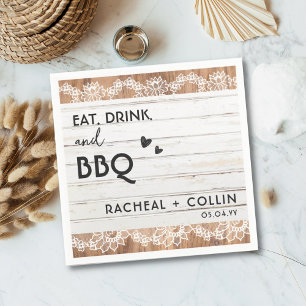 Serviette En Papier Rustic BBQ Engagement Party Mariage Cocktail