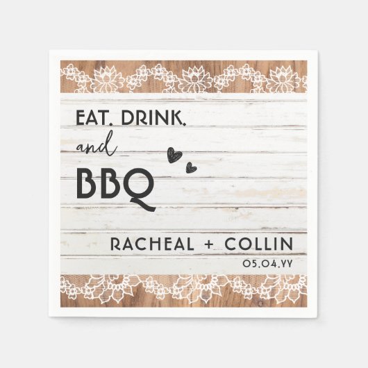 Serviette En Papier Rustic BBQ Engagement Party Mariage Cocktail (Devant)