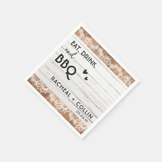 Serviette En Papier Rustic BBQ Engagement Party Mariage Cocktail (Coin)